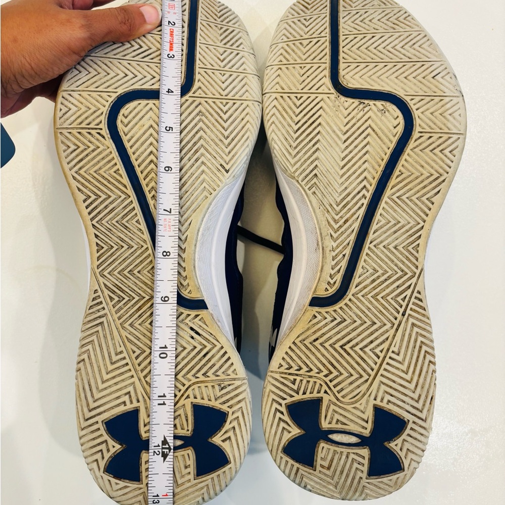 Under Armour  Basketball Men's Sneakers Navy and White Athletic Shoes size 14 - Picture 6 of 11